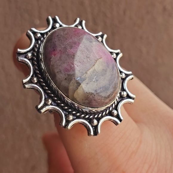 New Natural Pink Tourmaline 13 Moon 925 Silver Ring. - Picture 5 of 16